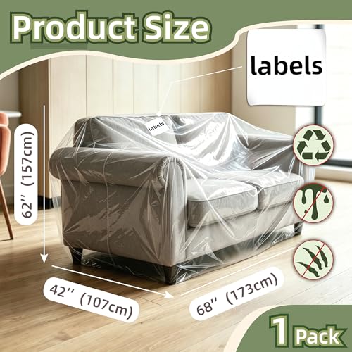 Plastic Clear Sofa Loveseat Furniture Covers for Moving Storage - size: for Loveseat