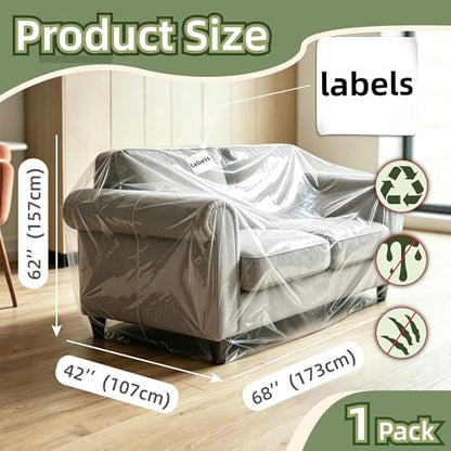 Plastic Clear Sofa Loveseat Furniture Covers for Moving Storage - size: for Loveseat