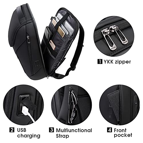 BANGE Business Smart Backpack Waterproof fit 15.6 Inch Laptop Backpack with USB Charging Port,Travel Durable Backpack - color: Black, size: Large