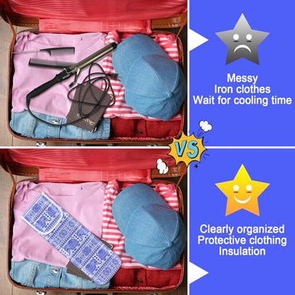 Shappy 2 Pcs Heat Resistant Curling Iron Flat Iron Travel Case,Elephant | Neoprene & Silicone Material, Double-layer Neoprene Pouch & Flexible Silicone Mat for Hot Hair Styling Tools - style: Elephant