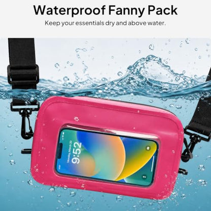 Waterproof Fanny Pack for Women & Men, Waterproof Belt Bag for Swimming - color: Pink