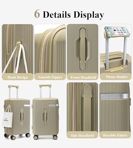 feilario Hardside Carry On Luggage, 70/30 Deep Compartment Design - color: Green