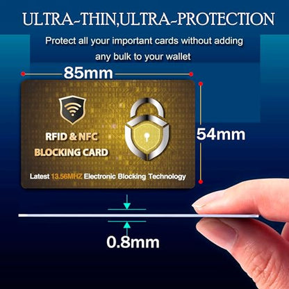 SaiTech IT 5 Pack RFID Blocking Card for Credit Debit ID Card, Golden PL | Slim Anti-Theft Contactless NFC RFID Blocker Protector, Easily Fit into Wallet and Purse, for Men & Women - color: Golden PL