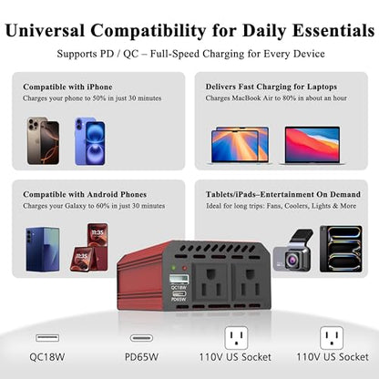 Pro Chaser 400W Power Inverters for Vehicles DC 12v to 110v AC Car Inverter