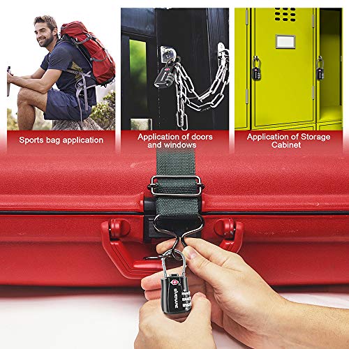 GIVERARE 2 PCS TSA Approved Luggage Locks, Combination Travel Cable Lock, Re-settable 3-Digit Padlocks with Alloy Body, Keyless Travel Sentry Accepted Padlock for Gym Locker, Golf Bag Case-Black - color: 2 pack Black
