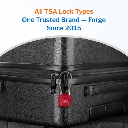 FORGE TSA Approved Luggage Locks Keyed Alike, TSA006 Dimple Key Cable Locks for Luggage, All Metal Zinc Alloy Travel Padlock for Suitcase, Backpack, and More, 2 Locks Red. - size: Red 2 Locks