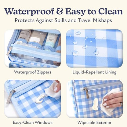 VANDEL Waterproof Hanging Toiletry Bag [TSA-Approved] Cosmet Travel Bag - color: Blue Gingham