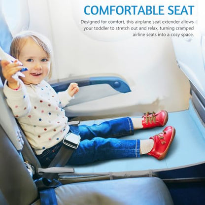 Toddler Airplane Bed, Portable Kids Airplane Seat Extender, Plane Bed Soft Footrest Travel Essentials for Flying Flights Must-Have, Sky-Blue - color: Sky-blue
