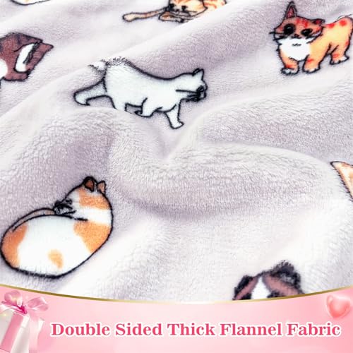 Waitu Wearable Blanket Sweatshirt Gifts for Women and Men, Warm and Cozy Giant Blanket Hoodie, Thick Flannel Blanket with Sleeves and Giant Pocket - Cat Gray - color: Cat Gray, size: Adult