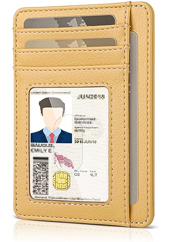 Teskyer Slim Minimalist Wallet for Men, RFID Front Pocket Card Holder - color: Lichee Yellow