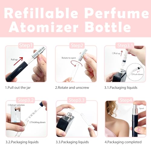 4 Pack Refillable Mini Perfume Atomizer Bottle，Portable Separate Bottles，Travel and Outings Spray Boxes Dispensers 5ml/0.2oz (Black) - color: 4pcs Black