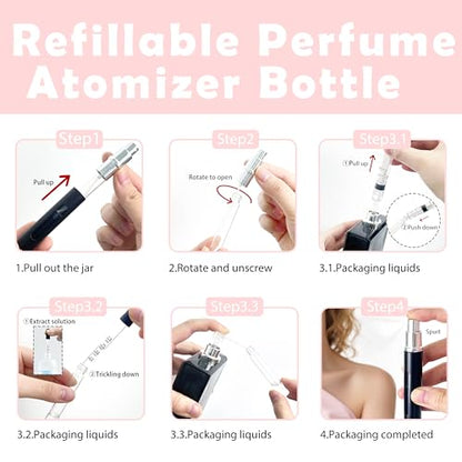 4 Pack Refillable Mini Perfume Atomizer Bottle，Portable Separate Bottles，Travel and Outings Spray Boxes Dispensers 5ml/0.2oz (Black) - color: 4pcs Black