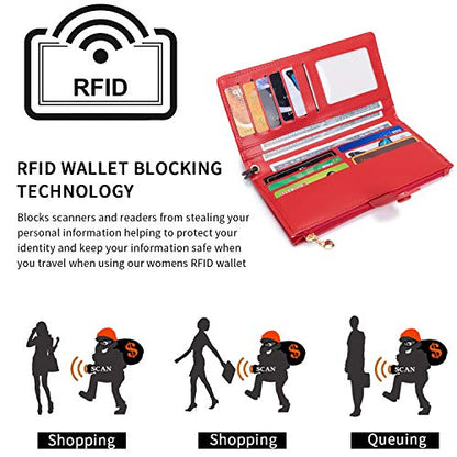 myfriday Touch Screen RFID Phone Crossbody Purse with 2 Straps for Women - color: B-red