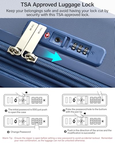MILADA 24-Inch Hardside Expandable Medium Checked Luggage Suitcase, Blue - color: Interstellar Blue, size: Checked Medium 24 inch