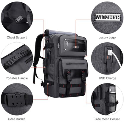 WITZMAN Travel Backpack for Men Duffle Bags Fits 17 Inch Laptop - color: Silvery Grey