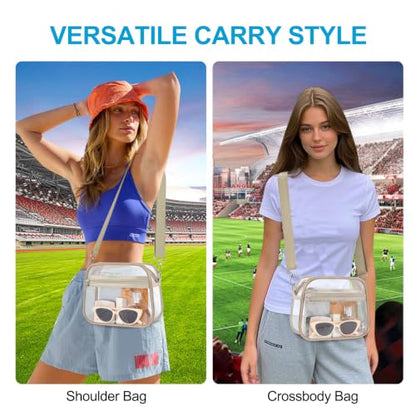 Clear Bag for Stadium Events Stadium Approved Women's Top-Handle Handbags - color: Light Khaki, size: Small