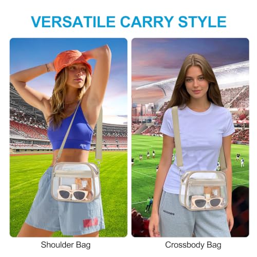 Clear Bag for Stadium Events Stadium Approved Women's Top-Handle Handbags - color: Light Khaki, size: Large