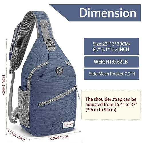 ZOMAKE Sling Bag,Small Crossbody Sling Backpack Shoulder Daypack for Travel - color: Royal Blue a, size: 8L