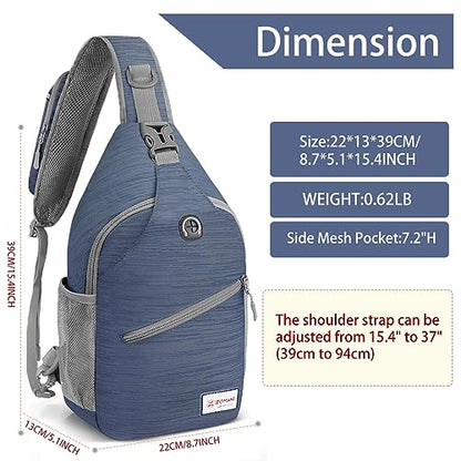 ZOMAKE Sling Bag,Small Crossbody Sling Backpack Shoulder Daypack for Travel - color: Royal Blue a, size: 8L