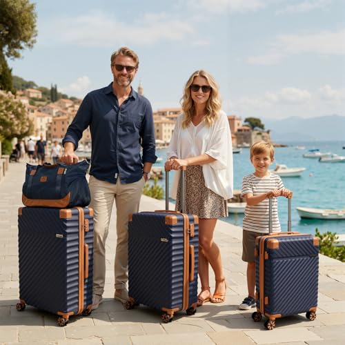 Cosbarn Luggage Sets 5 Pcs Suitcases with Wheels, 20"/24"/28",DarkBlue - color: DarkBlue, size: 5 Piece Sets (20/24/28/Db/Tb)
