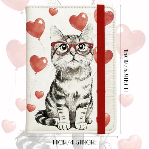 Bespectacled Cat Passport Holder for Travel, 5.9" x 4.3" - color: Cat with Glasses