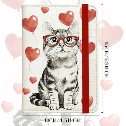 Bespectacled Cat Passport Holder for Travel, 5.9" x 4.3" - color: Cat with Glasses