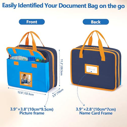 Zipper Document Bag for Boys and Girls, Baby Portfolio Organizer Case - color: Blue