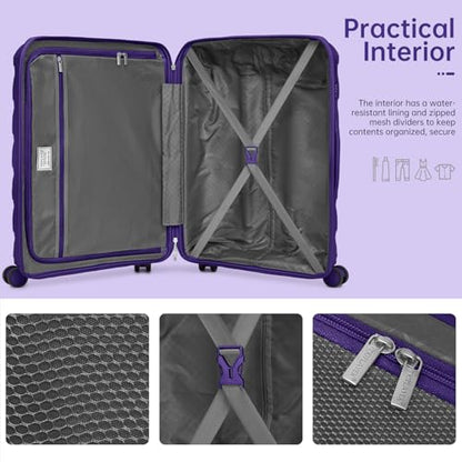 Luggage Sets 5 Pieces, Suitcase Set with Wheels, Suitcases for Women - color: Grape Purple-5pcs, style: 5 Piece Set (Backpack)