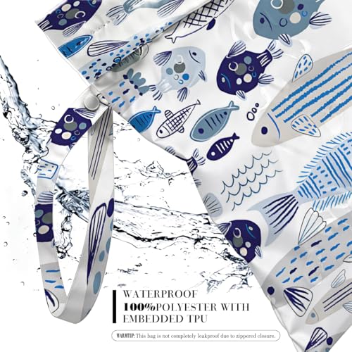 2 Pcs Cute Fish Wet Bags Reusable Waterproof Zipper Pouch Beach Gift - color: Multicolor 0137
