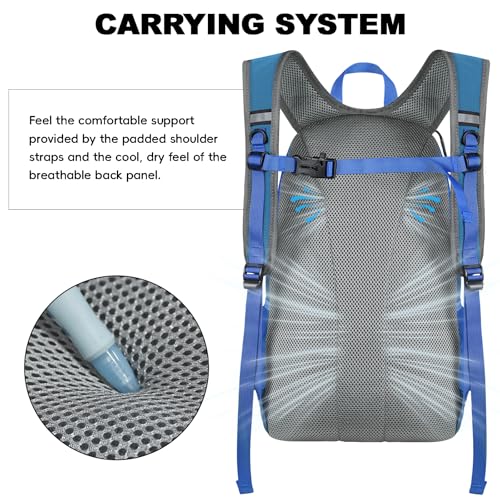 Seektop Packable Waterproof Hiking Backpack, 20L Lightweight Daypack | Tear-Resistant Nylon Material, Multi-Compartment Storage, Ultralight Small Foldable Travel Hiking Daypack for Men & Women - color: Blue