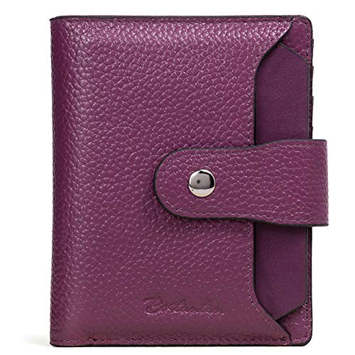 BOSTANTEN Leather Womens Wallet Small RFID Blocking Credit Card Holder - color: 2-purple pebble