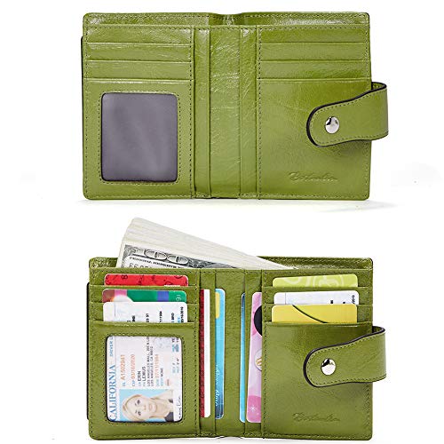 BOSTANTEN Leather Womens Wallet Small RFID Blocking Credit Card Holder - color: 1-green