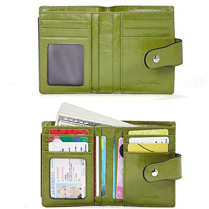 BOSTANTEN Leather Womens Wallet Small RFID Blocking Credit Card Holder - color: 1-green