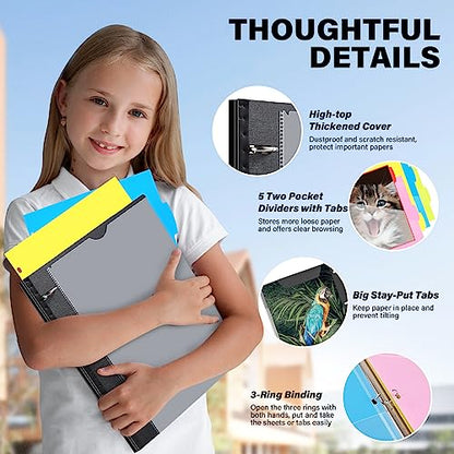WOT I Telescoping Project Organizer, 1 Inch 3 Ring Binder, Black - color: Black, size: 1 Pack