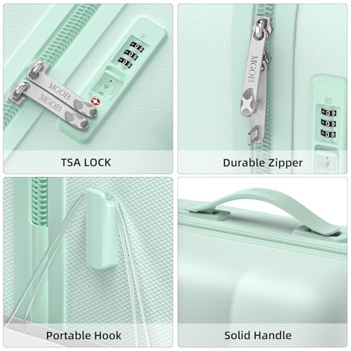 24 Inch Medium Checked Luggage, PC Hardshell Suitcase, Green - color: Green, size: 24 Inch