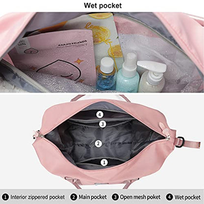 Travel Duffel Bags for Women,Carry-On Weekender Overnight Bag - color: Pink, size: Large