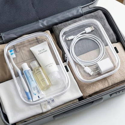 6 Pack Clear Hard Shell Zipper Case Set (2 Large/2 Medium/2 Small),Clear Hard Plastic Zipper Pouches, Transparent Stackable Storage Case for Crafts, Toys, Cosmetics Toiletry Bag for Travel - color: 6Pcs(2S+2M+2L)