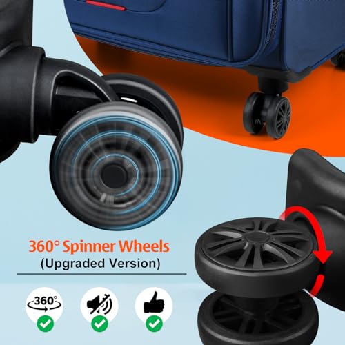 Verdi Luggage 2 Piece Set Suitcase Spinner Wheels Softshell Expandable, Carry On Luggage with USB Port (Navy, 2-Piece set(20/24)) - color: Navy, size: 2-Piece set(20/24)