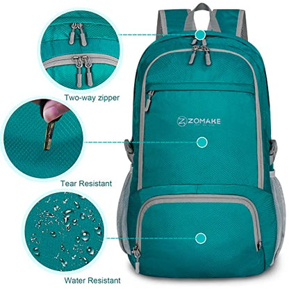 ZOMAKE Lightweight Packable Backpack 30L, Foldable Travel Hiking Daypack - color: C-lake Green, size: 30L