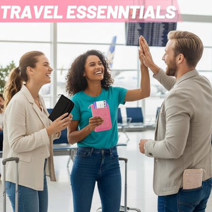 Passport Holder for Travel, RFID Blocking Wallet for Couples Men and Family - color: Pink