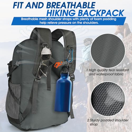 IGOLUMON Hiking Backpack 40L Packable Lightweight Camping Daypack Men Women - color: Grey