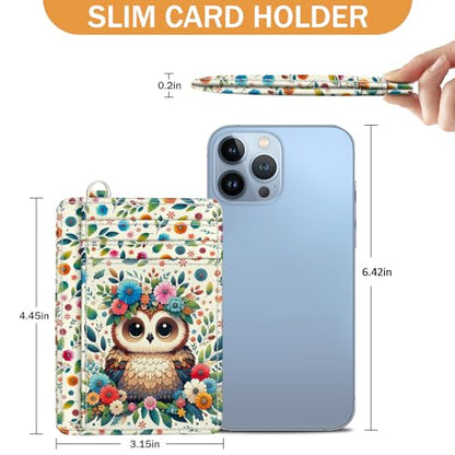 Yonlevres Floral Owl Credit Card Holder Slim RFID Wallet Women Small Travel - color: Owl