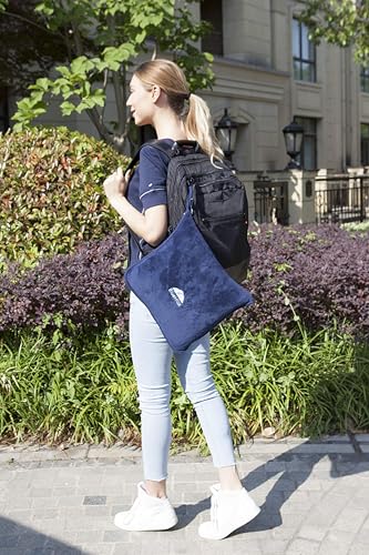 BlueHills Premium Soft Long Travel Blanket Pillow Airplane - Navy Blue - color: Navy-long-t051