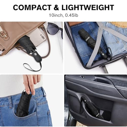 G4Free 40 Inch Travel Compact Umbrella Mini Sun UV Protection Umbrella - color: Black