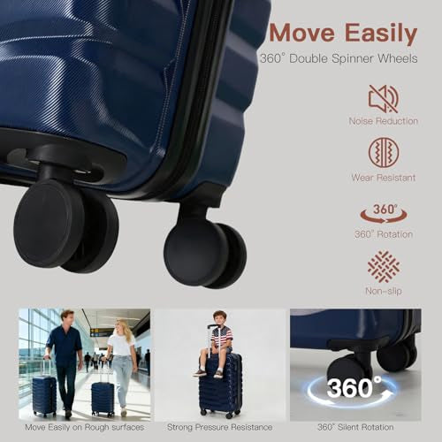 4 Piece Hardshell Luggage Set with TSA Lock & Spinner Wheels - color: Dark Blue