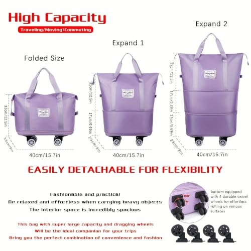 360° Spinner Wheel Duffel Bag, Black - color: black