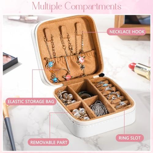 Tondiamo 6 Pcs Sublimation Travel Jewelry Case Small Jewelry Box, White
