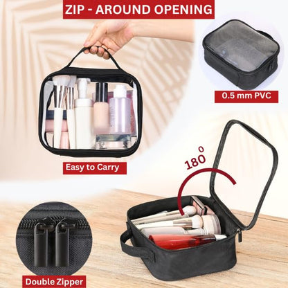 Clear Makeup Bags with Zipper, 1 Large & 1 Medium Size - Medium Size TSA Approved Toiletry Bag - Waterproof & Leak-Resistant PVC Clear Travel Bags – Perfect for Women, Men & Kids - size: Pack 2 - 1 L & 1 M