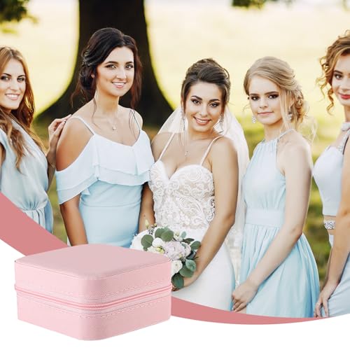 SHENLIU 12 Pcs Mini Pink Travel Jewelry Case Bridesmaid Proposal Gift Boxes - color: Pink
