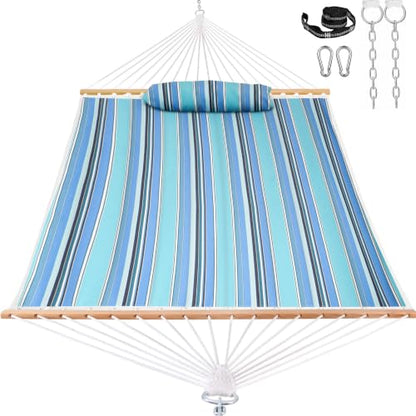 Lazy Daze 12 FT Sunbrella Quilted Hammock, Non-Fading Double Hammock - color: Dolce Oasis
